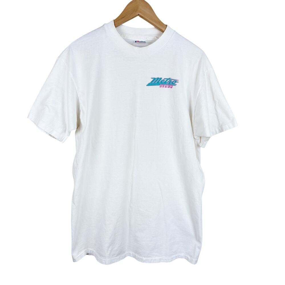 Vtg 80s 90s Metro Diner Hanes Beefy Single Stitch Tee Mens Size XL Made in USA